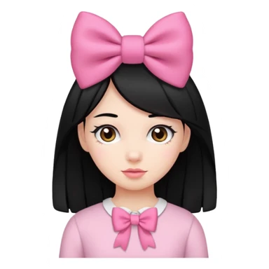 Girl with black hair and pink bow in her hair sticker