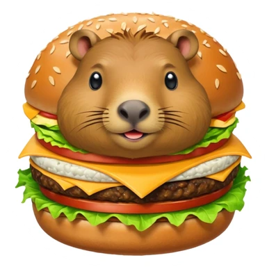 capybara sitting on a burger sticker