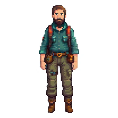 bearded man explorer with full body and detailed face, standing in fog sticker