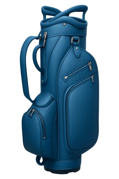 Edit the golf bag emoji by changing all red and shades of red to blue and shades of blue, while keeping the rest of the emoji unchanged. Preserve the transparent background. sticker