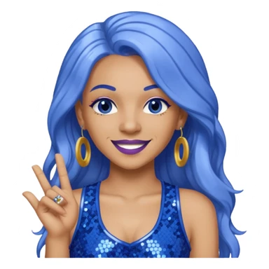Spice, Dancehall Singer with long periwinkle hair, blue sequin outfit sticker