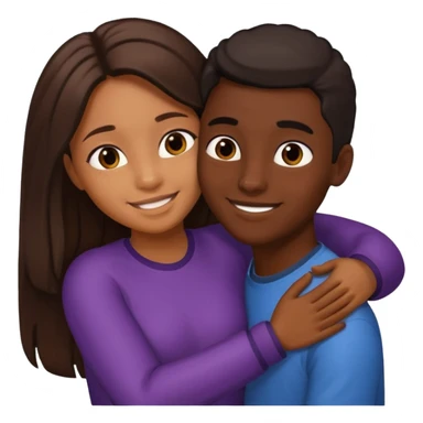 carmel girl with dark brown and tall darkskin black boy hugging  sticker