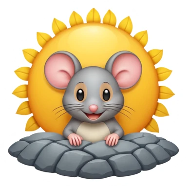 A mouse inside of a gray sun ☀️ 🐭 sticker