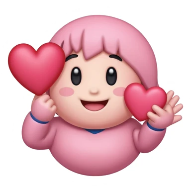create a chibi sticker of Kirby smiling with a heart in his hands sticker