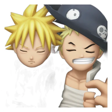Luffy et Naruto qui dort sticker