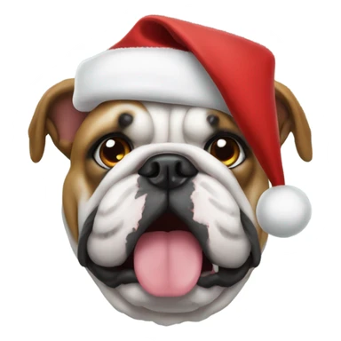 Bulldog in Christmas hat sticker