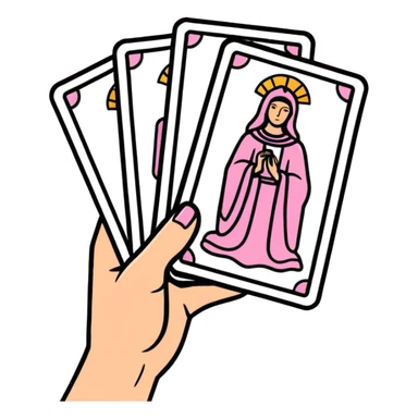 a hand of pink tarot cards sticker