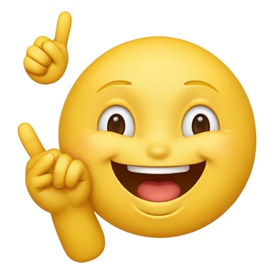 a yellow emoji laughing with eyes closed pointing its fingers forward sticker