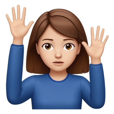 girl looking disappointed, throwing her hands up sticker