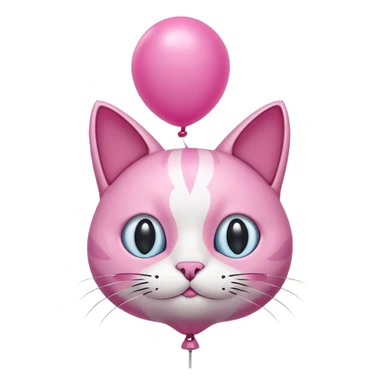 Make a pink cat with a balloon head, no the head is a balloon with the details of the cat head on the balloon head, make the body visible enough to where it’s big enough to be roughly the size of a cat body sticker