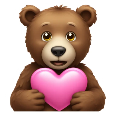Bear holding a pink heart sticker