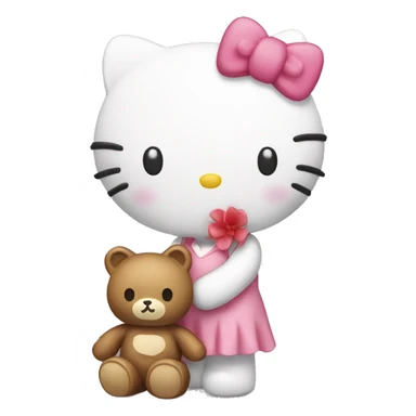 Hello kitty with teddy bear  sticker
