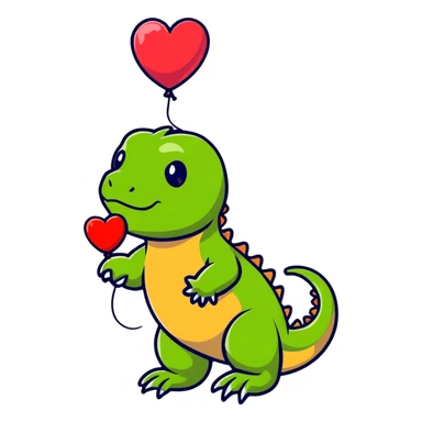 cute bearded dragon with heart balloon sticker