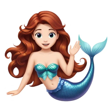 ariel mermaid waving with brown hair sticker