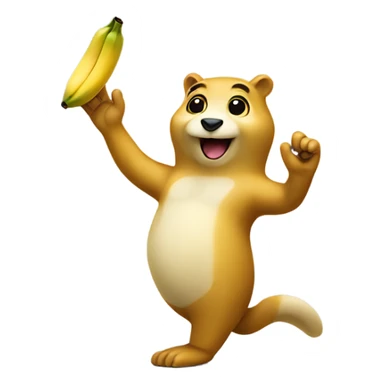 golang gopher mascot with one hand raised and the other holding a banana sticker