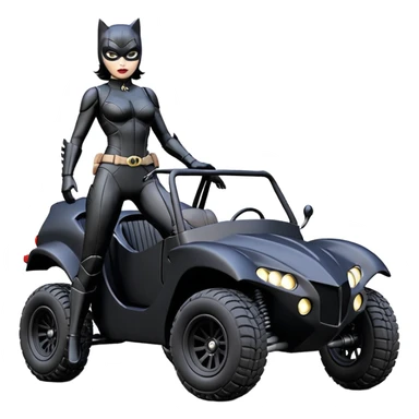 1:10 scale toy sexy fenders Catwoman’s buxom attractive armored midnight-colored tight outfit from tv series style dark knight movie stealthy accurate sporty safe plush deluxe off-road fast pursuit prototype concept car (black hair, driving aggressively) rally vehicle  sticker