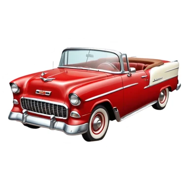 1955 Chevrolet Bel Air Convertible, Red-White color, with brown mud pouring down from above. 32x32 pixels, aspect ratio: 1:1 sticker