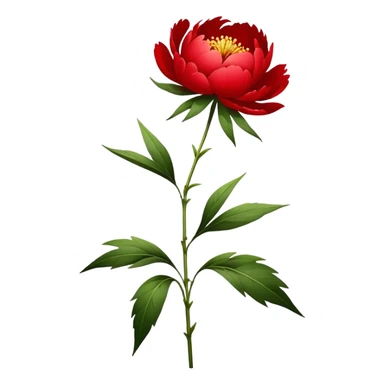 single Red Red Peony, straight stem sticker