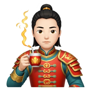 Lu bu squinting while drinking tea  sticker