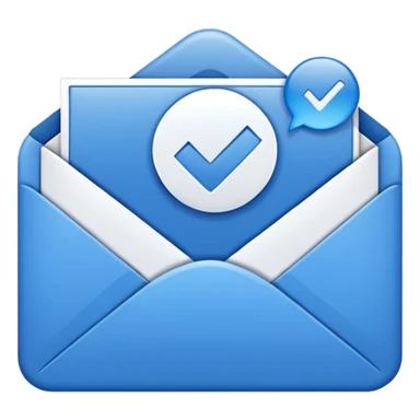 email inbox with checkmark sticker