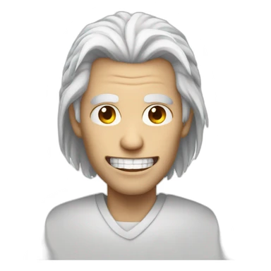 White hair and an evil smile sticker