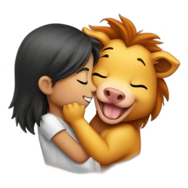 lion kiss pig sticker