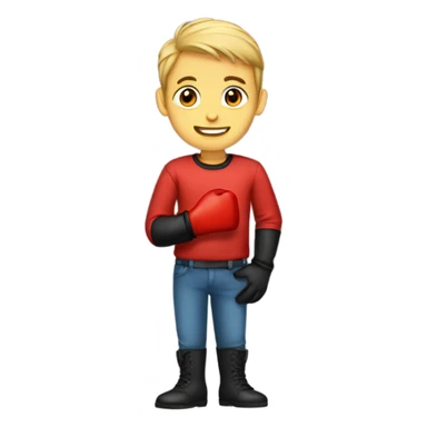 Boy wearing red gloves sticker