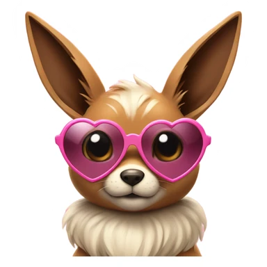 Eevee with pink opaque sunglasses shaped like hearts sticker