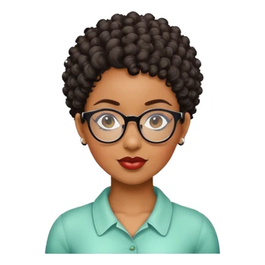 woman pixie curly cut black hair with glasses sticker