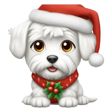 Maltese puppy wearing christmas clothes sticker