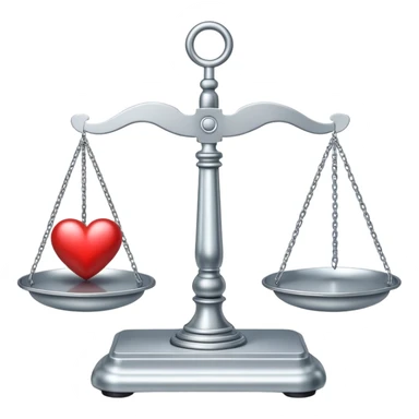 balanced scale with brain on one side and heart on the other side, perfectly balanced sticker