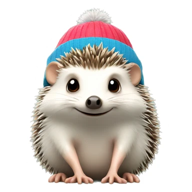 Hedgehog wearing a ski cap sticker