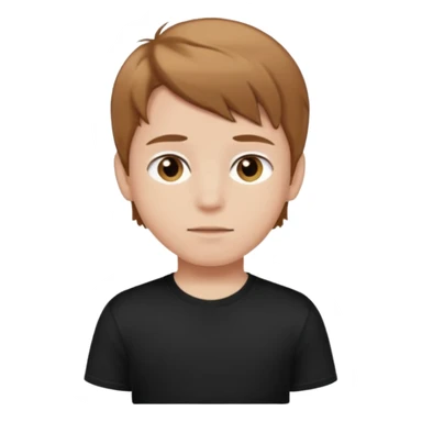 A boy with light brown hair and brown eyes and white skin and black t shirt  sticker