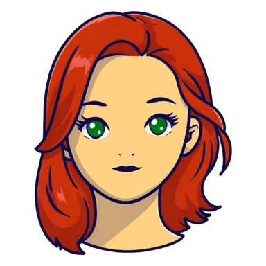 redhead with long hair and green eyes sticker