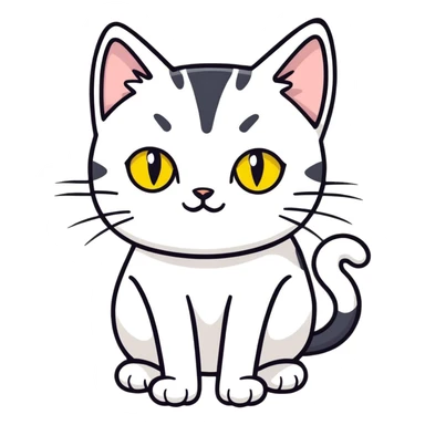 black and white cat yellow eyes sticker
