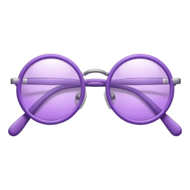 A 3D cartoon lavender-purple round spectacle with thin circular rims, clear lenses, soft shadow. Only glasses sticker