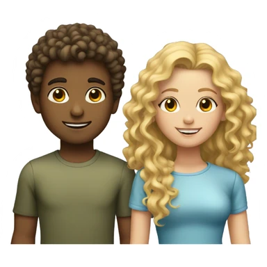 boy with brunette curly hair and girl with blonde hair sticker