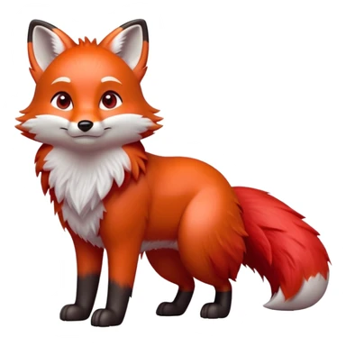 cinematic-[fox]-realistic-full-body-standing on all fours-emoji,-tail-tucked-close,-head-tilted-dramatically,-fox-[red]-fur,-simplified-yet-realistic-focused-features,-highly-detailed,-glowing-with-an-almost-sarcastic-glow  sticker