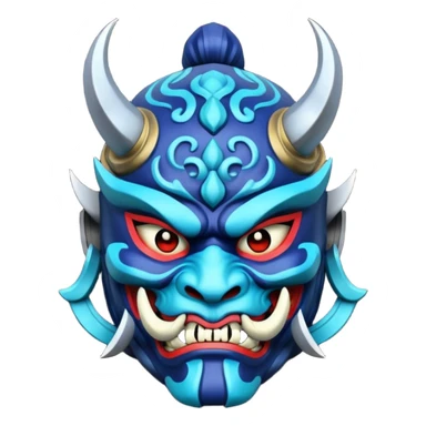 blue samurai oni mask sticker