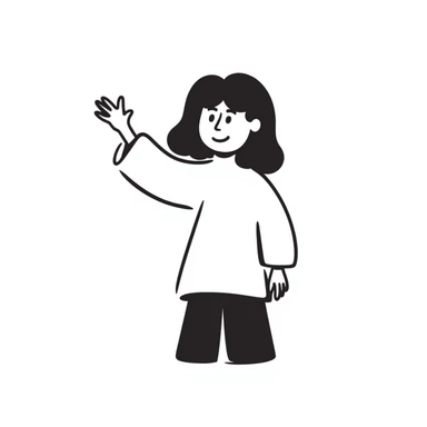 friendly person waving with simple lines sticker