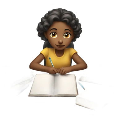 Girl doing her homework  sticker