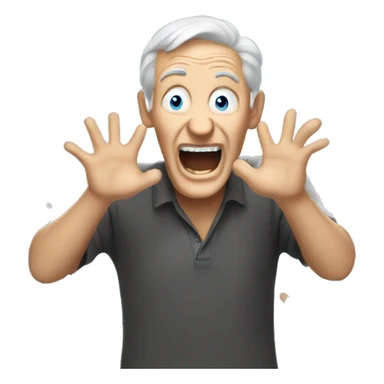 Older man shouting with joy blue eyes hands  sticker
