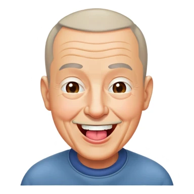 Nam, 70 tuổi, đầu đinh, nhắm 1 mắt, cười tươi, lè lưỡi sticker