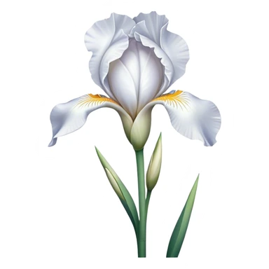 single Pure White Iris, straight stem sticker