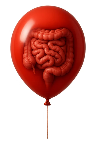 palloncino rosso con intestino chiuso dentro, IPERREALISTICO 4K sticker