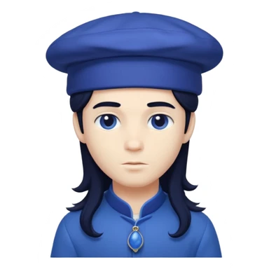 pale blueberry prince handsome with long black hair blueberry hat and clothes sticker