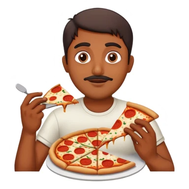 Indian guy eating pizza sticker
