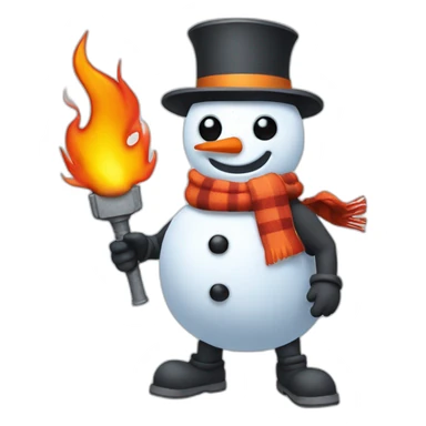 snowman with a flame thrower sticker
