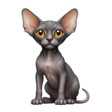 Sphynx cat , dark brown and gray colour , orange nose , sticker
