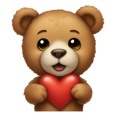 Teddy bear and heart sticker
